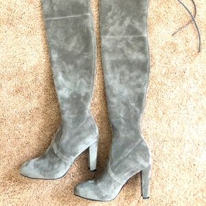 Suede over the knee slim high heel boots